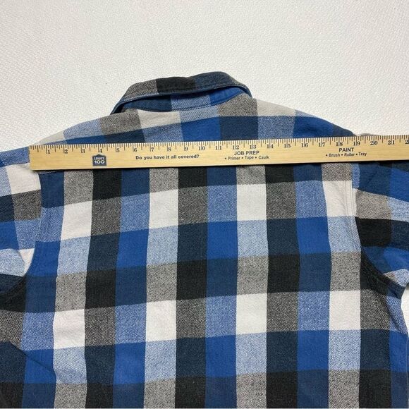 Vintage 90s Dakota Plaid Heavyweight Flannel Shirt Long Sleeve Blue Size XL Tall - Picture 7 of 16